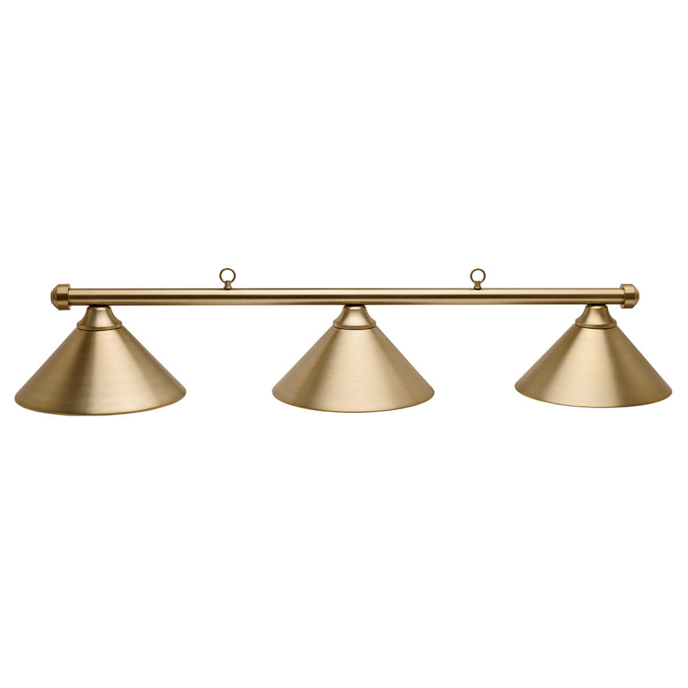 HJ Scott 55" Aged Brass 3-Shade Billiard Light