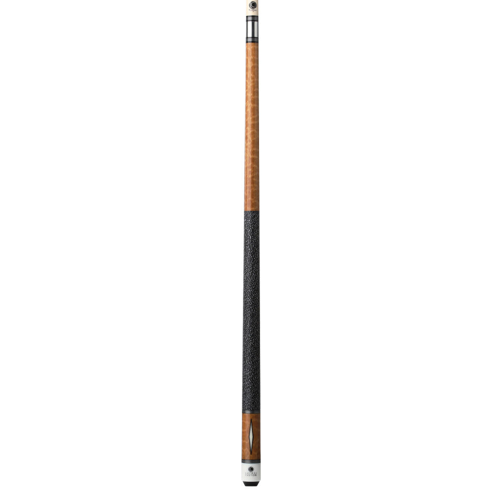 Lucasi Custom Exotic Apitong  Diamond Series Cue with Black/White Linen Wrap