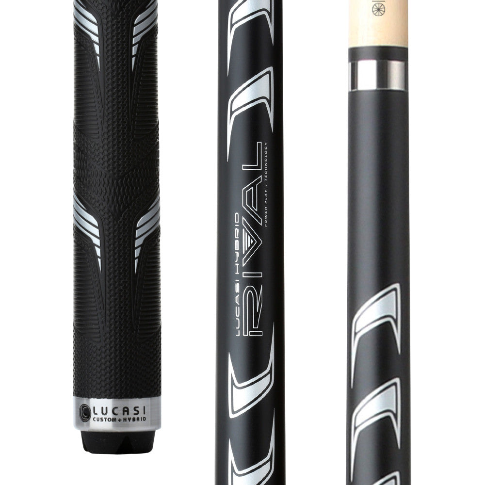 Lucasi Hybrid Rival Black & Metallic Silver Matte Finish Cue with Rival G5 Grip