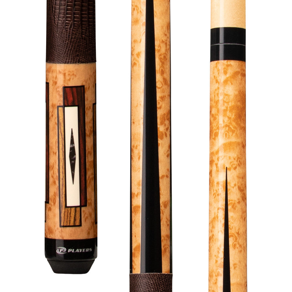 Players Antique Maple & Cocobolo Cue with Embossed Leather Wrap